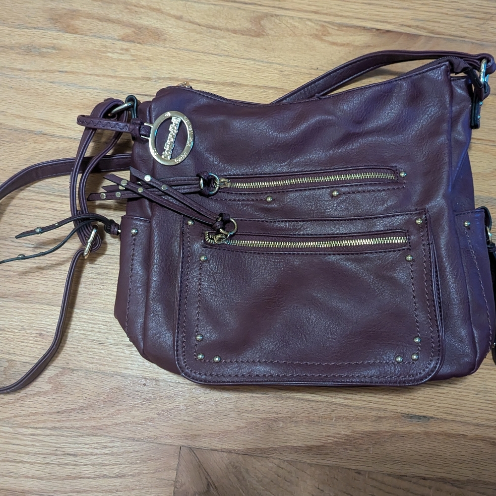 Sorrentino purple faux leather handbag